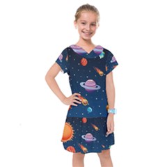 Background-template-with-bright-stars-dark-sky Kids  Drop Waist Dress by Jancukart