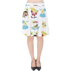 Vector-pattern-with-funny-animals-cartoon-summer-holiday-beach Velvet High Waist Skirt by Jancukart