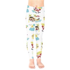 Vector-pattern-with-funny-animals-cartoon-summer-holiday-beach Kids  Leggings