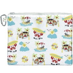 Vector-pattern-with-funny-animals-cartoon-summer-holiday-beach Canvas Cosmetic Bag (xxxl) by Jancukart