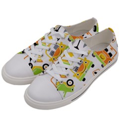 Seamless-pattern-vector-illustration-vehicles-cartoon Men s Low Top Canvas Sneakers by Jancukart