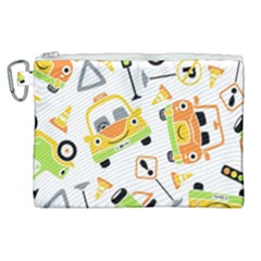 Seamless-pattern-vector-illustration-vehicles-cartoon Canvas Cosmetic Bag (xl) by Jancukart