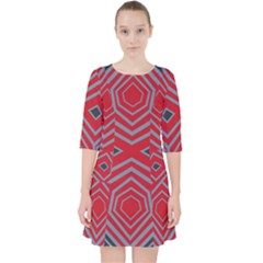 Abstract Pattern Geometric Backgrounds  Quarter Sleeve Pocket Dress by Eskimos