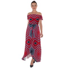 Abstract Pattern Geometric Backgrounds  Off Shoulder Open Front Chiffon Dress by Eskimos