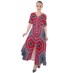 Abstract Pattern Geometric Backgrounds  Waist Tie Boho Maxi Dress