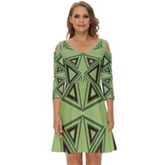 Abstract Pattern Geometric Backgrounds Shoulder Cut Out Zip Up Dress