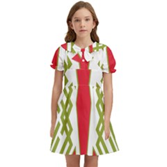 Abstract Pattern Geometric Backgrounds Kids  Bow Tie Puff Sleeve Dress