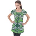 Abstract pattern geometric backgrounds  Puff Sleeve Tunic Top View1