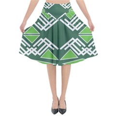 Abstract Pattern Geometric Backgrounds  Flared Midi Skirt by Eskimos