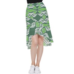 Abstract Pattern Geometric Backgrounds  Frill Hi Low Chiffon Skirt by Eskimos