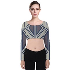 Abstract pattern geometric backgrounds  Velvet Long Sleeve Crop Top