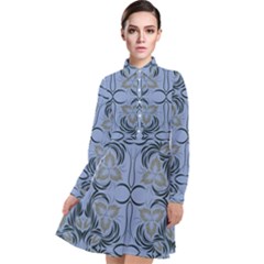 Folk flowers print Floral pattern Ethnic art Long Sleeve Chiffon Shirt Dress