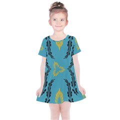 Folk Flowers Print Floral Pattern Ethnic Art Kids  Simple Cotton Dress