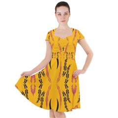 Folk flowers print Floral pattern Ethnic art Cap Sleeve Midi Dress