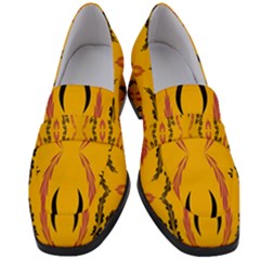 Folk flowers print Floral pattern Ethnic art Women s Chunky Heel Loafers