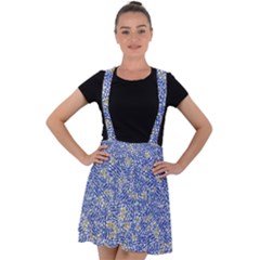 Uruguay Flag Motif Pattern Velvet Suspender Skater Skirt by dflcprintsclothing