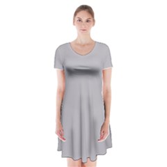 Gray Plain Short Sleeve V-neck Flare Dress by FunDressesShop