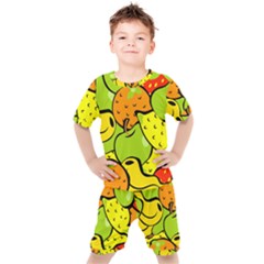 Fruit Food Wallpaper Kids  Tee And Shorts Set by Dutashop