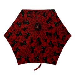 Halloween Goth Cat Pattern In Blood Red Mini Folding Umbrellas by InPlainSightStyle