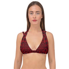 Micro Blood Red Cats Double Strap Halter Bikini Top by InPlainSightStyle