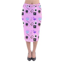 Micro Pink Goth Velvet Midi Pencil Skirt by InPlainSightStyle