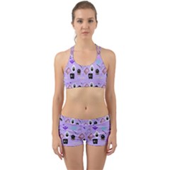 Pale Purple Goth Back Web Gym Set