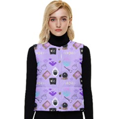 Pale Purple Goth Women s Short Button Up Puffer Vest