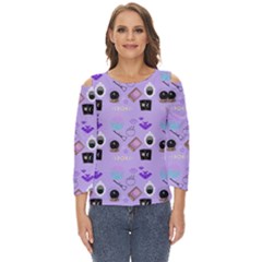 Pale Purple Goth Cut Out Wide Sleeve Top
