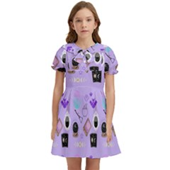 Pale Purple Goth Kids  Bow Tie Puff Sleeve Dress by InPlainSightStyle