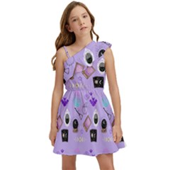 Pale Purple Goth Kids  One Shoulder Party Dress