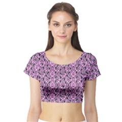 Pink Bat Short Sleeve Crop Top