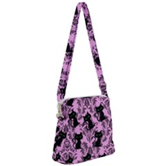 Pink Cats Zipper Messenger Bag