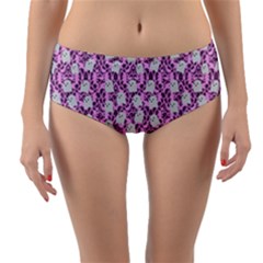 Pink Ghost Reversible Mid-waist Bikini Bottoms by InPlainSightStyle