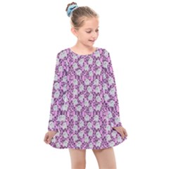 Pink Ghost Kids  Long Sleeve Dress by InPlainSightStyle