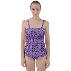 Purple Bats Twist Front Tankini Set by InPlainSightStyle