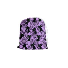 Purple Cats Drawstring Pouch (small) by NerdySparkleGoth