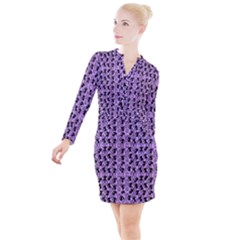 Purple Cat Button Long Sleeve Dress by InPlainSightStyle