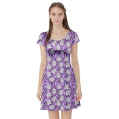 Purple Ghost Short Sleeve Skater Dress by InPlainSightStyle