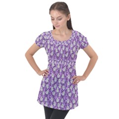 Purple Ghost Puff Sleeve Tunic Top by InPlainSightStyle