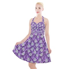 Purple Ghost Halter Party Swing Dress  by InPlainSightStyle