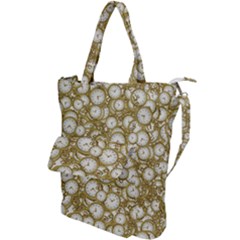 Vintage Clock Motif Pattern Shoulder Tote Bag