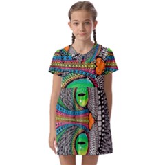 Alice In Wonderland Cat Kids  Asymmetric Collar Dress by artworkshop