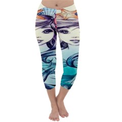 Beautifull Ariel Little Mermaid  Painting Capri Winter Leggings  by artworkshop