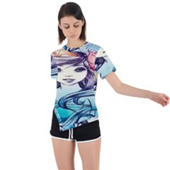 Beautifull Ariel Little Mermaid  Painting Asymmetrical Short Sleeve Sports Tee by artworkshop