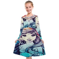 Beautifull Ariel Little Mermaid  Painting Kids  Midi Sailor Dress by artworkshop