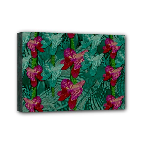 Rare Excotic Forest Of Wild Orchids Vines Blooming In The Calm Mini Canvas 7  X 5  (stretched) by pepitasart