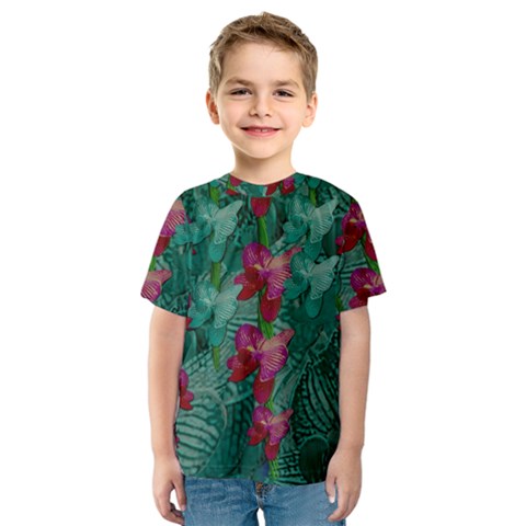 Rare Excotic Forest Of Wild Orchids Vines Blooming In The Calm Kids  Sport Mesh Tee by pepitasart