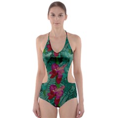 Rare Excotic Forest Of Wild Orchids Vines Blooming In The Calm Cut-Out One Piece Swimsuit