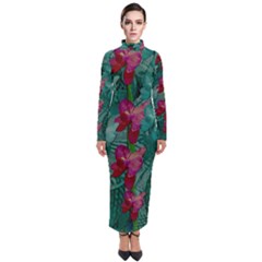 Rare Excotic Forest Of Wild Orchids Vines Blooming In The Calm Turtleneck Maxi Dress by pepitasart