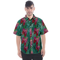 Rare Excotic Forest Of Wild Orchids Vines Blooming In The Calm Men s Short Sleeve Shirt